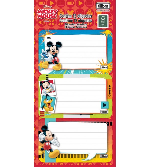 Etiqueta Escolar Mickey Mouse  Tilibra - 12 etiquetas
